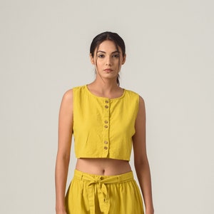 Sexy crop top, Loose crop top, Cropped tank top, Button down crop top, Button down linen top, Sleeveless crop top, Sleeveless linen top46 image 1