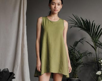 Linen Long Tank Top | Super Mini Dress