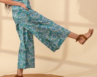 BAGGY PANTS With POCKETS | Printed Relaxed Pants | Palazzo Pants | Skirt Like Pants | Loose Linen Trousers | Casual Linen Pants