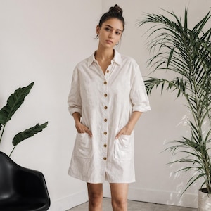 Linen Shirt Dress: Relaxed Fit, Wooden Buttons, Made-to-Measure