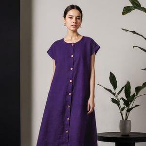Linen Relaxed Button Down Dress | Linen Comfortable Dress