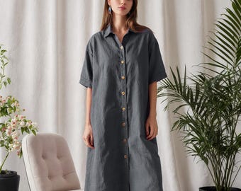 Linen Shirt Dress: Relaxed Fit Button-Down, Made-to-Measure