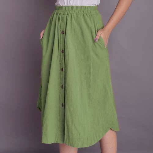 Apple Cut Button Down Linen Skirt Long Linen Skirt Front - Etsy