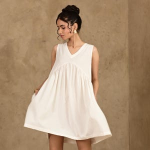 Linen Empire Waist Midi Dress: Short Sleeve Summer Dress with Pockets