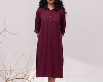 Painter Shirt for Women, Linen Shirt Dress, Indian Kurta, Kurti for Women, Indian Style Shirt, Sleeve with Loops