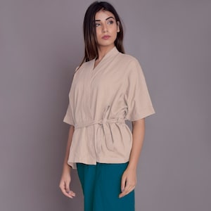 Wrap Linen Kimono | Linen Kimono Top | Linen Kimono Jacket | Kimono Wrap | Linen Tie Top | Handmade Linen Kimono Blouse for Women