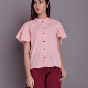 Frill Sleeve Linen Shirt | Formal Linen Shirt | Washed Soft Linen Shirt | Elegant Linen Shirt for Women | Casual Frill Linen Shirt