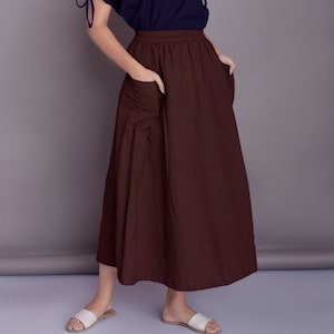 Linen Maxi Skirt: Patch Pocket, Custom Length