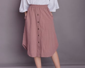 button front skirt etsy