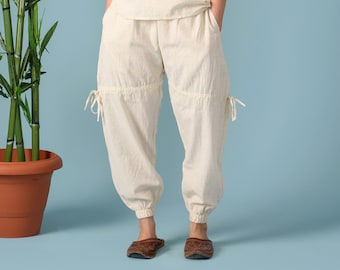Linen Yoga Joggers: Relaxed Fit Drawstring Trousers