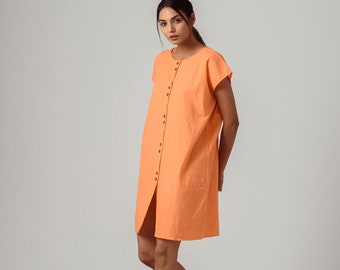 Oversized Linen Shirt Dress: Relaxed Fit Button Down Tunic
