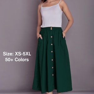 Button down Linen skirt | Buttoned skirt with pocket | Long Linen Skirt | Linen Button Down Midi skirt | Plus size Skirt
