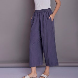 Loose linen pants, Casual Baggy Pants, Grey linen pants - Custom made by Modernmoveboutique