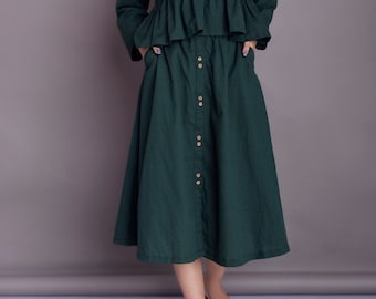 button front skirt etsy