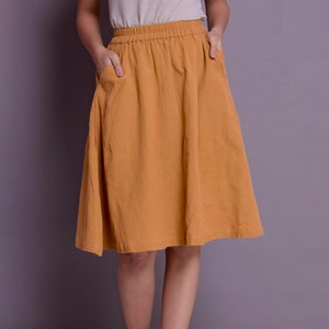 Linen Skirt, Skirt with Pockets, Linen skirt for women, Midi Skirt, Knee Length skirt, Plus size skirt -(1)