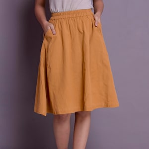 Elastic waist skirt knee length discount