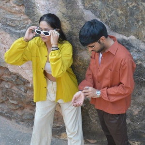 Unisex Linen Overshirt: Loose Fit Shacket with Pockets