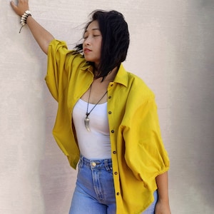 Unisex Street Style Linen Shirt | Half Sleeve Linen Shirt | Balloon Sleeve Shirt | Oversized Streetwear Shirt for Men and Women | Trendy