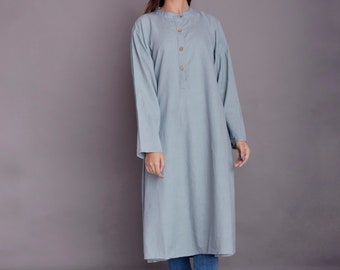 Indian Kurta Shirt, Long Shirt for Women, Kurti for Women, Linen Washed Soft Shirt, Linen Kurta - Custom made by Modernmoveboutique