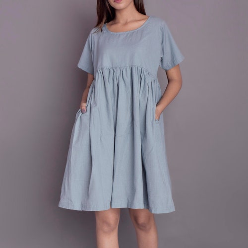 Empire Waist Linen Dress Summer Dress Short Sleeved Dress - Etsy