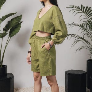 Handmade Linen High Waist Shorts: Relaxed Boho Summer Bottoms
