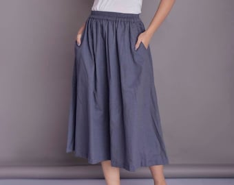 linen midi skirt with pockets