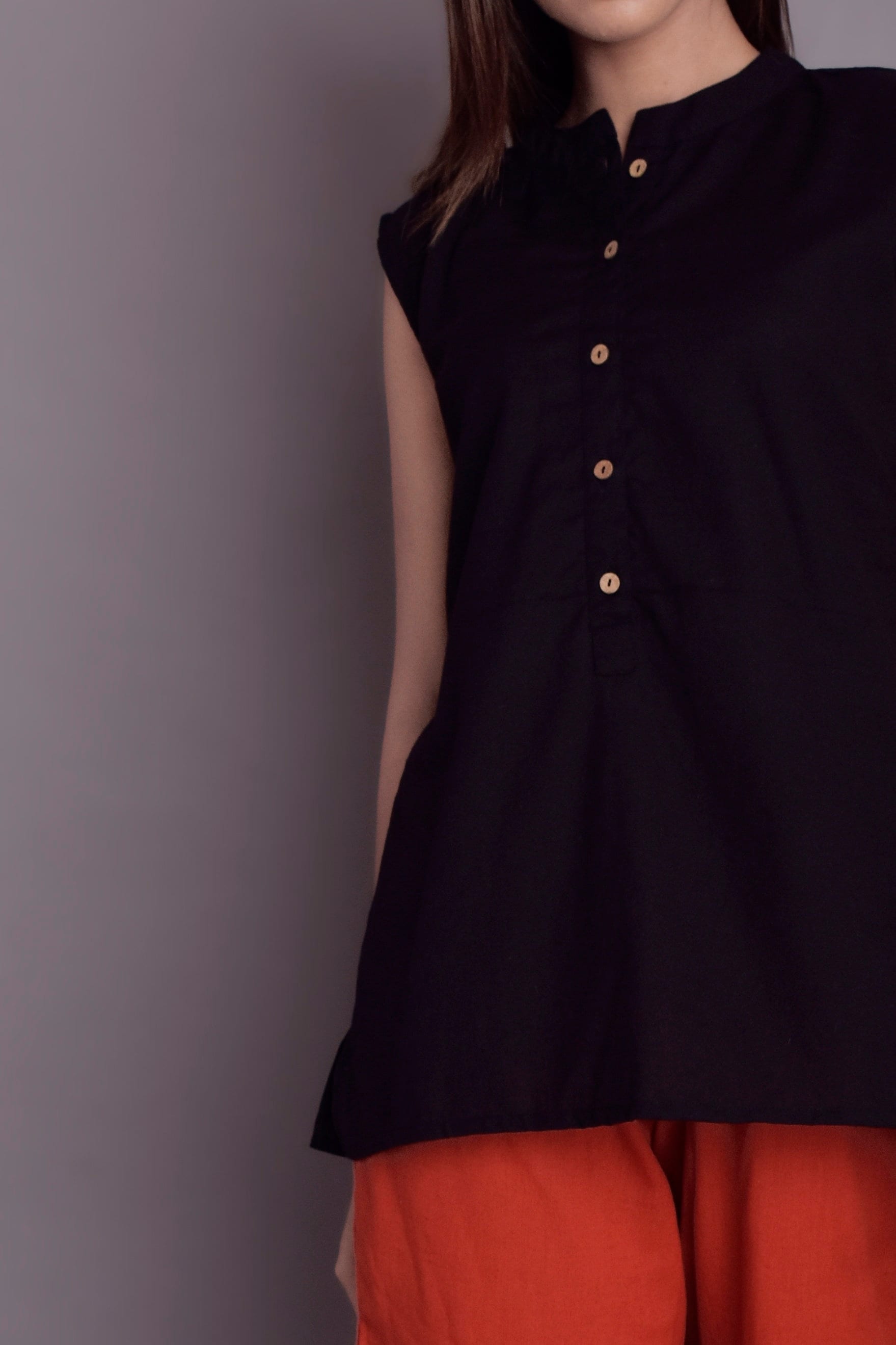 Linen Sleeveless Indian Shirt for Women Black Linen Shirt Etsy