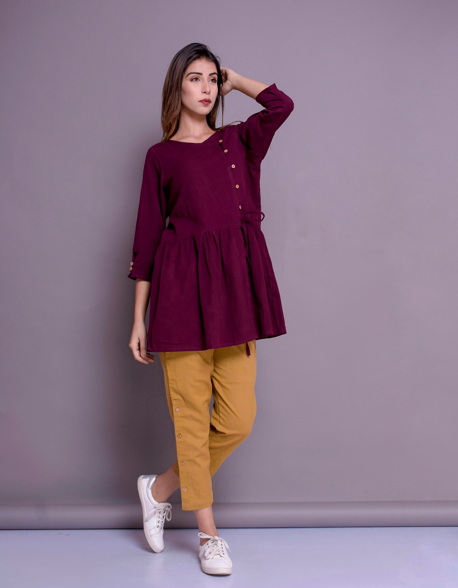 Koi Serenade - Button-Down Peplum Top