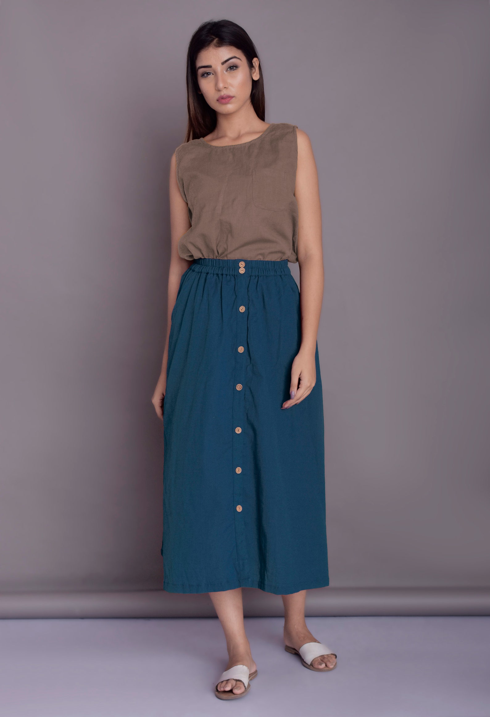Catwalk Button Long Skirt