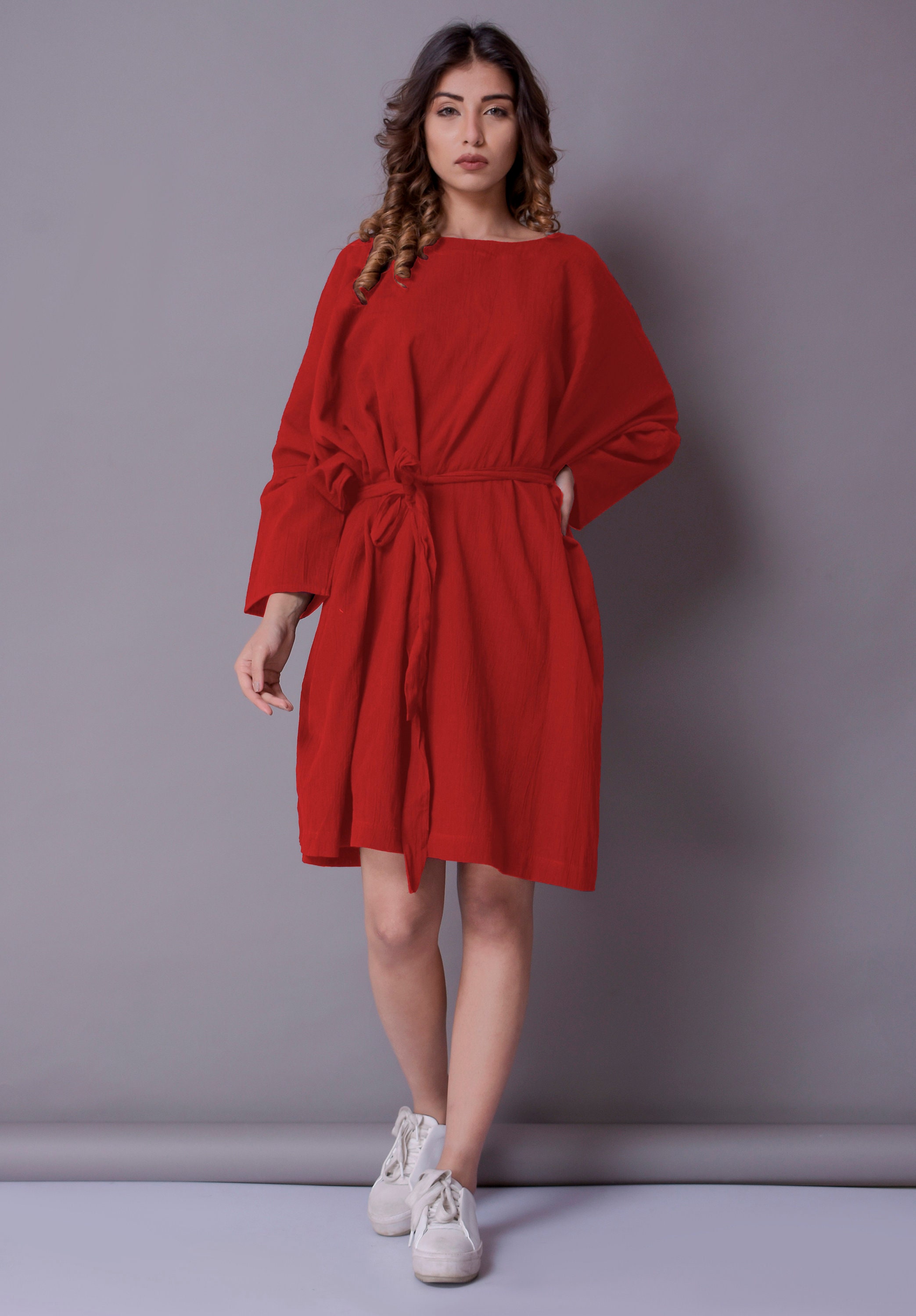 Oversized Linen Dress Loose Fitted Linen Dress With Waist Etsy