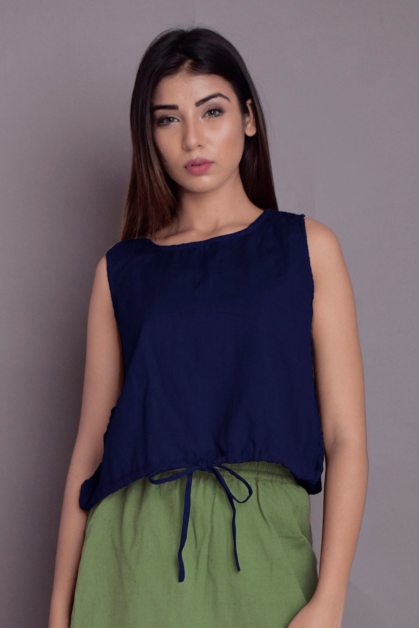 Waist String Crop Top Adjustable Tank Top Drawstring Crop | Etsy