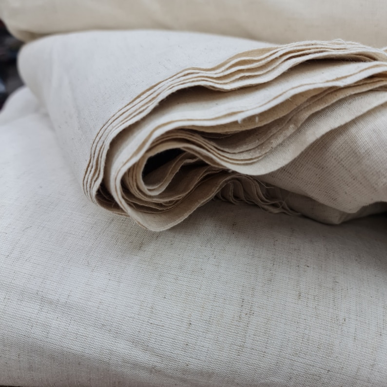 100 Natural Cotton Flax Fabric Natural Cotton and Rayon Etsy