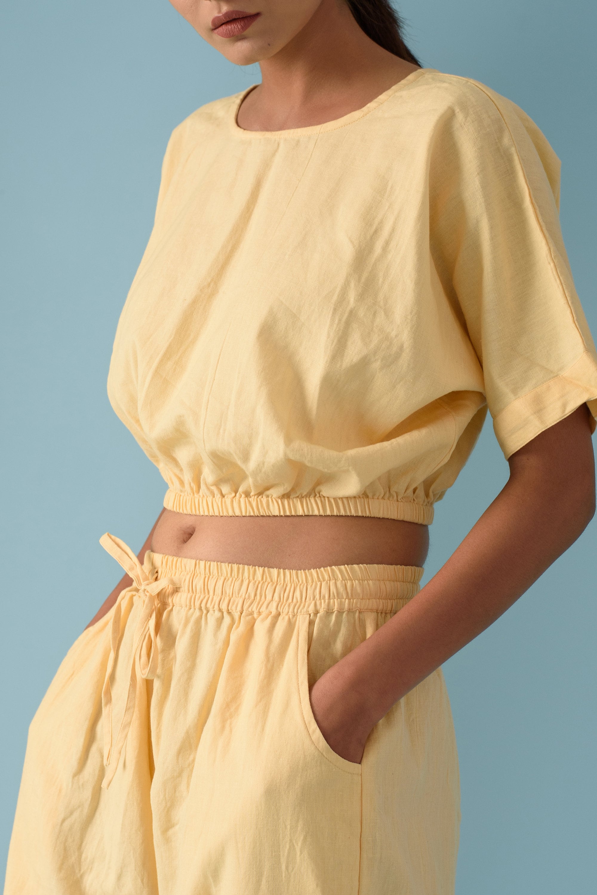 Elastic Waist Crop Top Linen Crop Top Linen Cropped Top Etsy UK