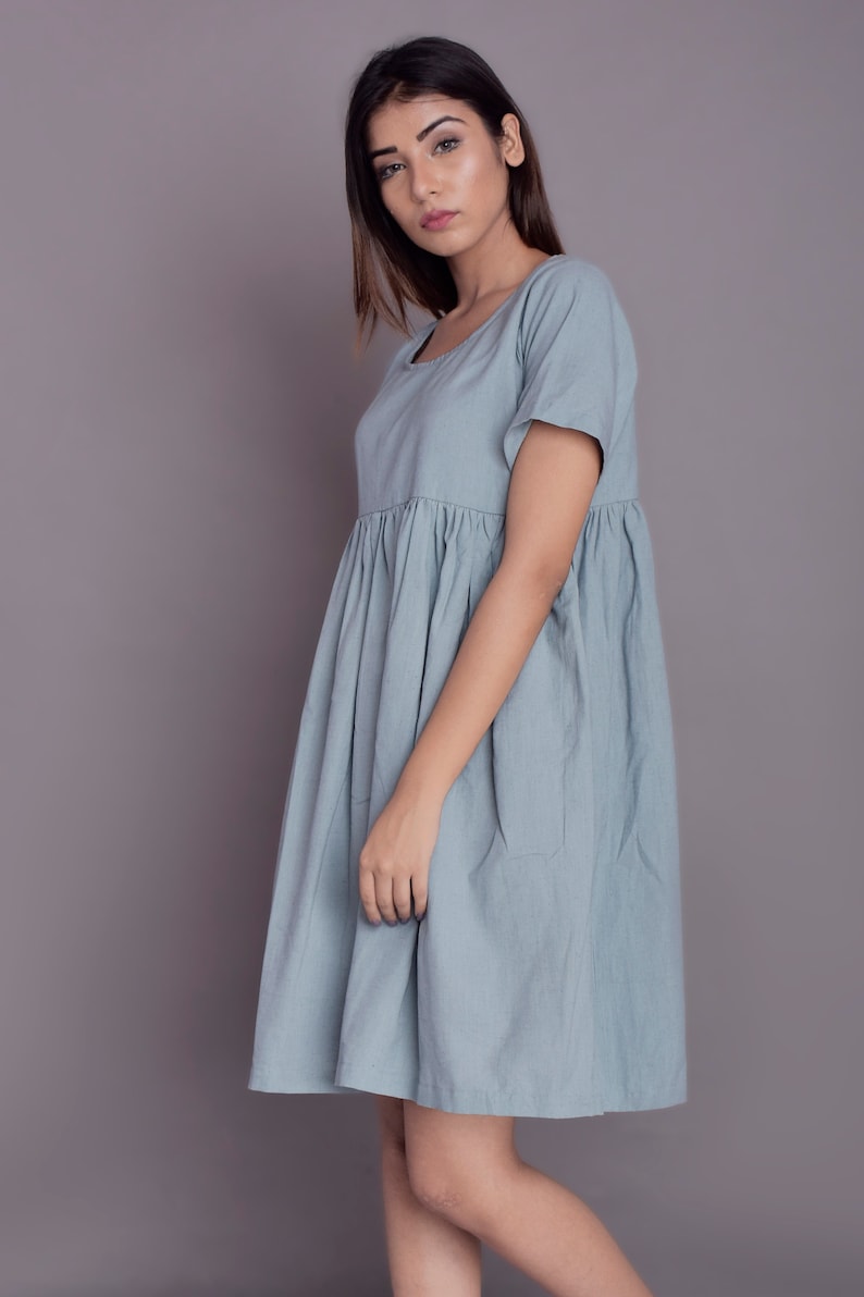 Empire Waist Linen Dress Summer Dress Short Sleeved Dress - Etsy