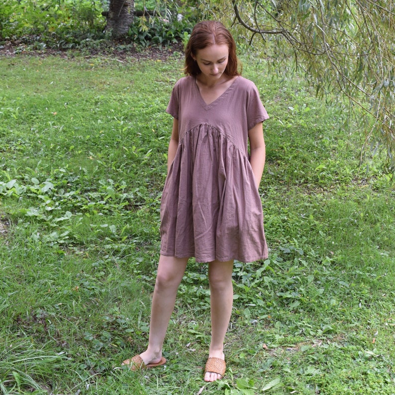 Empire Waist Dress Summer Midi Dress Short Sleeved Dress Etsy