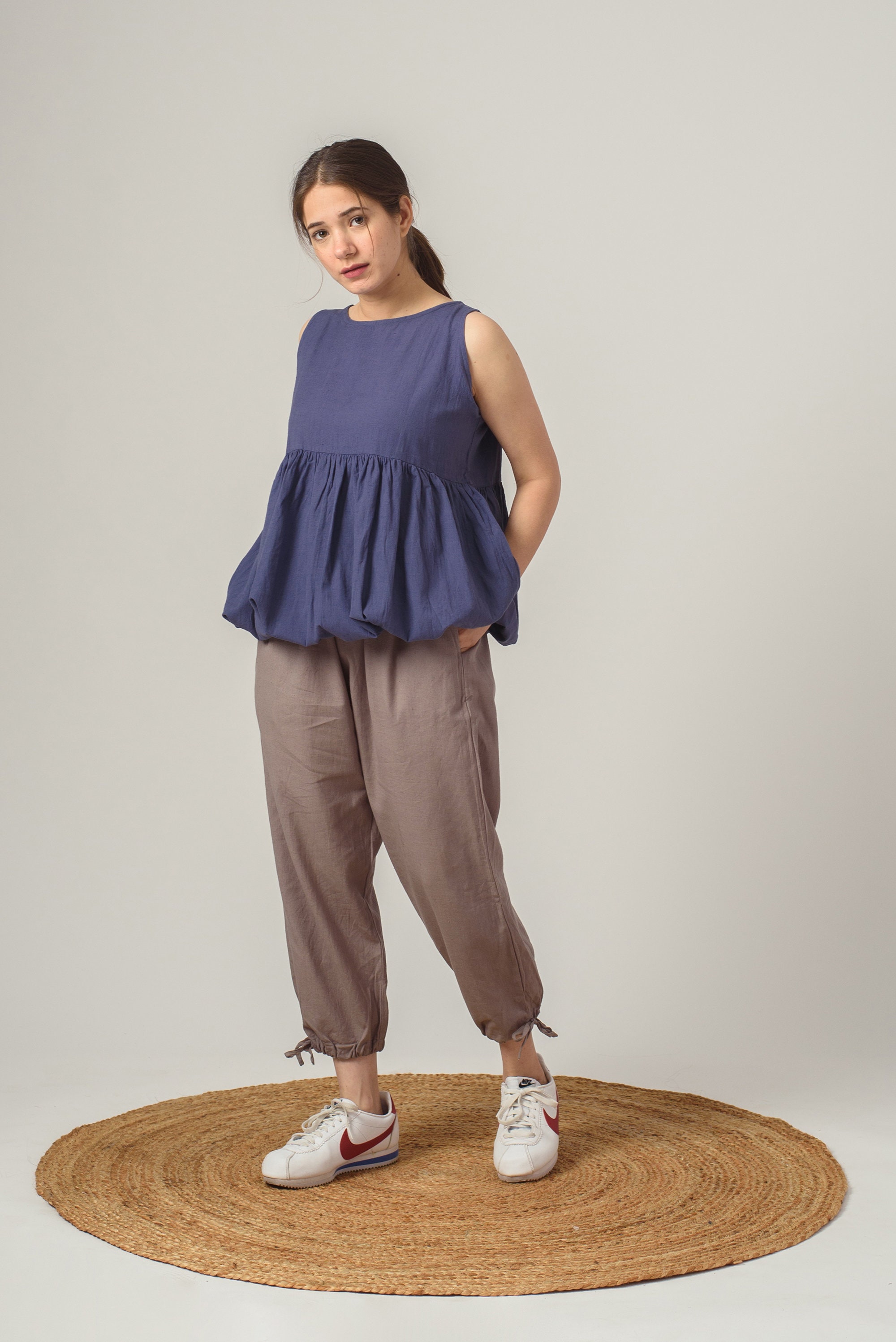 Linen Jogger Pants Linen Harem Joggers Ankle Strings Pants Etsy