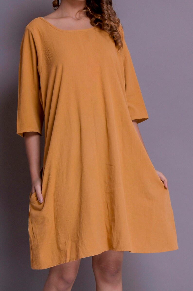 Casual Linen Dress with 3/4th sleeves Loose Linen Dress with Etsy