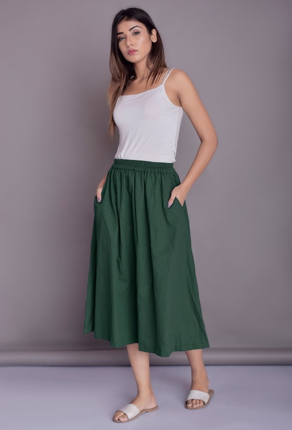 Linen Skirt Skirt With Pockets Linen Skirt for Women Midi | Etsy