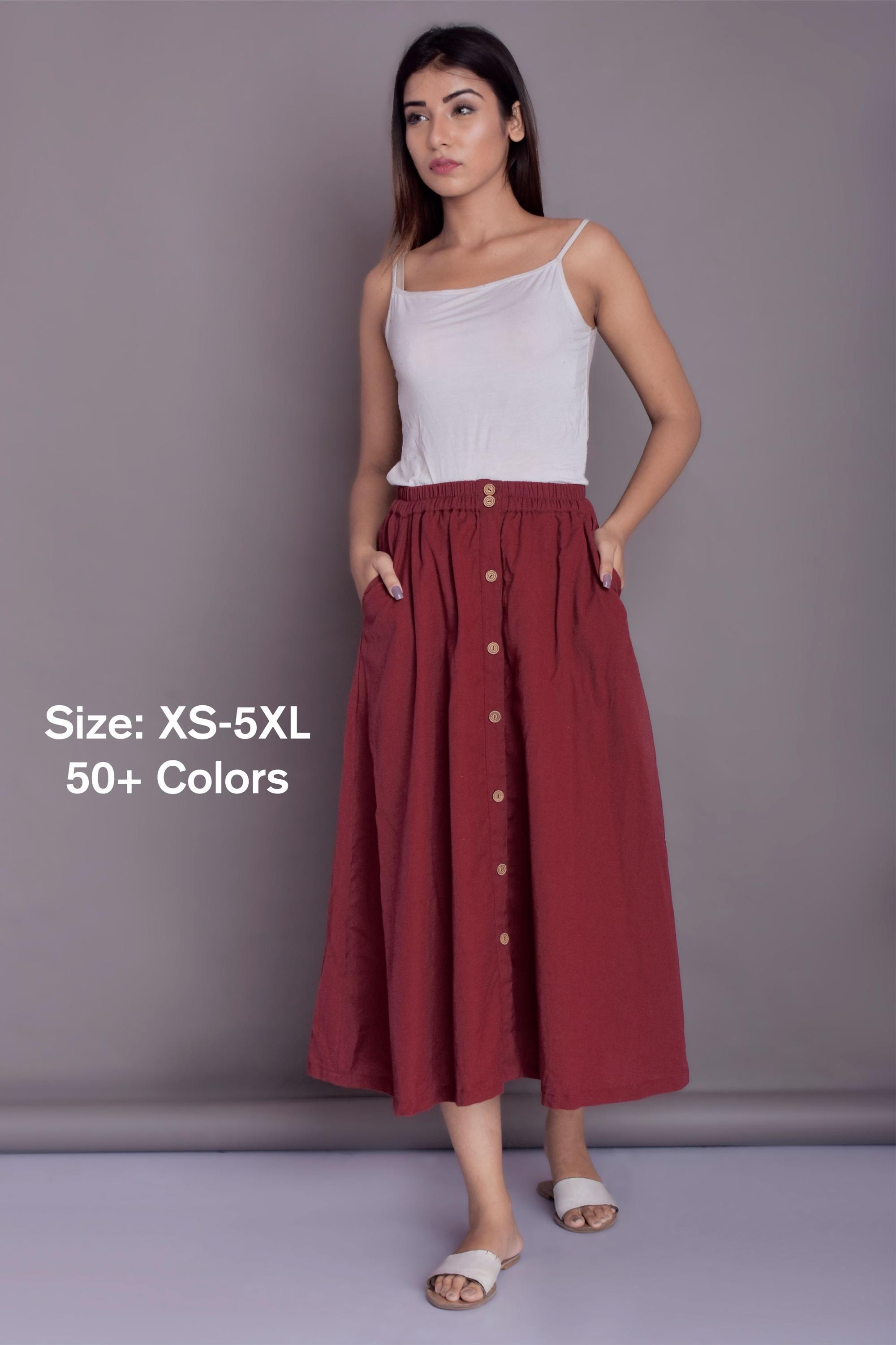 Button Opening Skirt | Buttoned Skirt with Pockets | Long Linen Skirt | Front Button Midi Skirt | Plus Size Linen Skirt - (2)