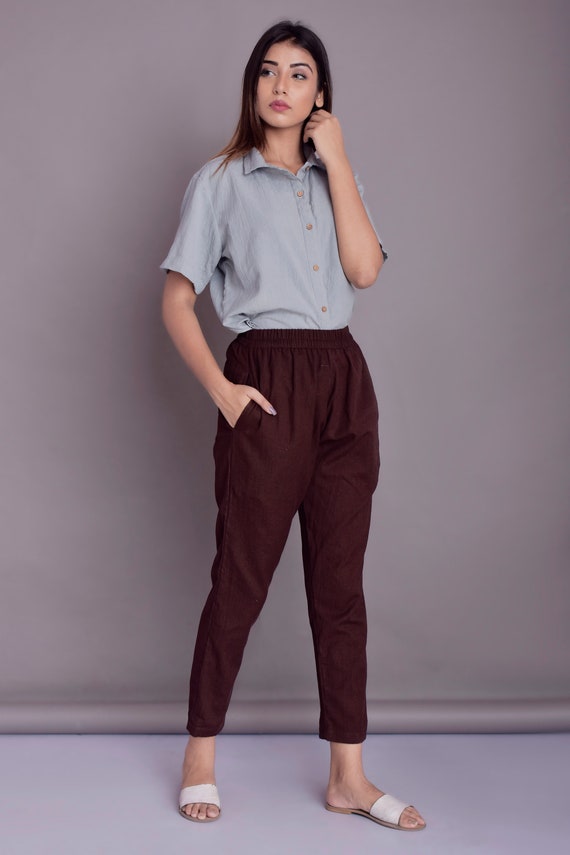 Linen Casual Pants, Tapered Linen Pants, Linen Trousers, Office