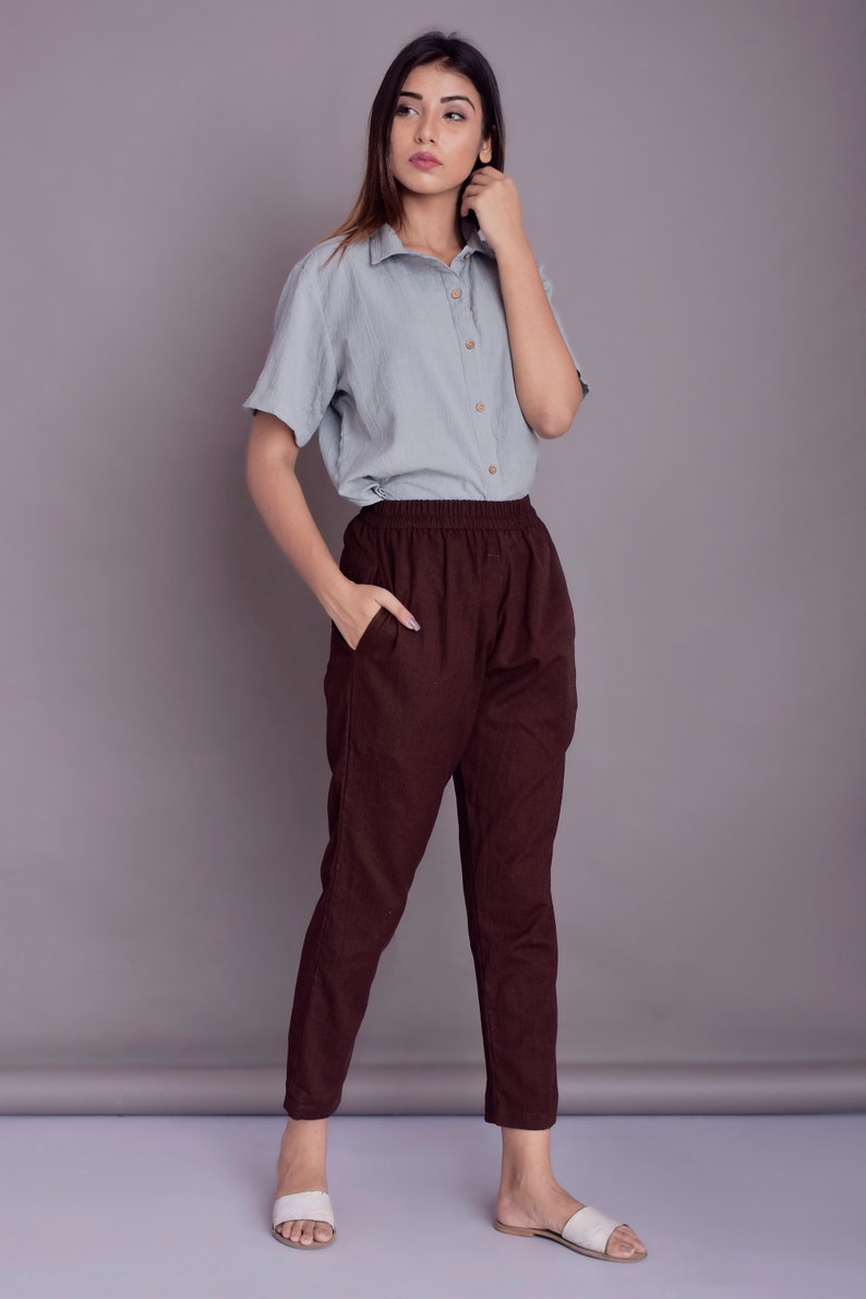 tapered linen trousers