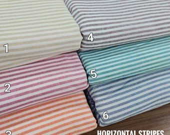 Stripe fabric by the yard, Striped cotton fabric in multiple colors