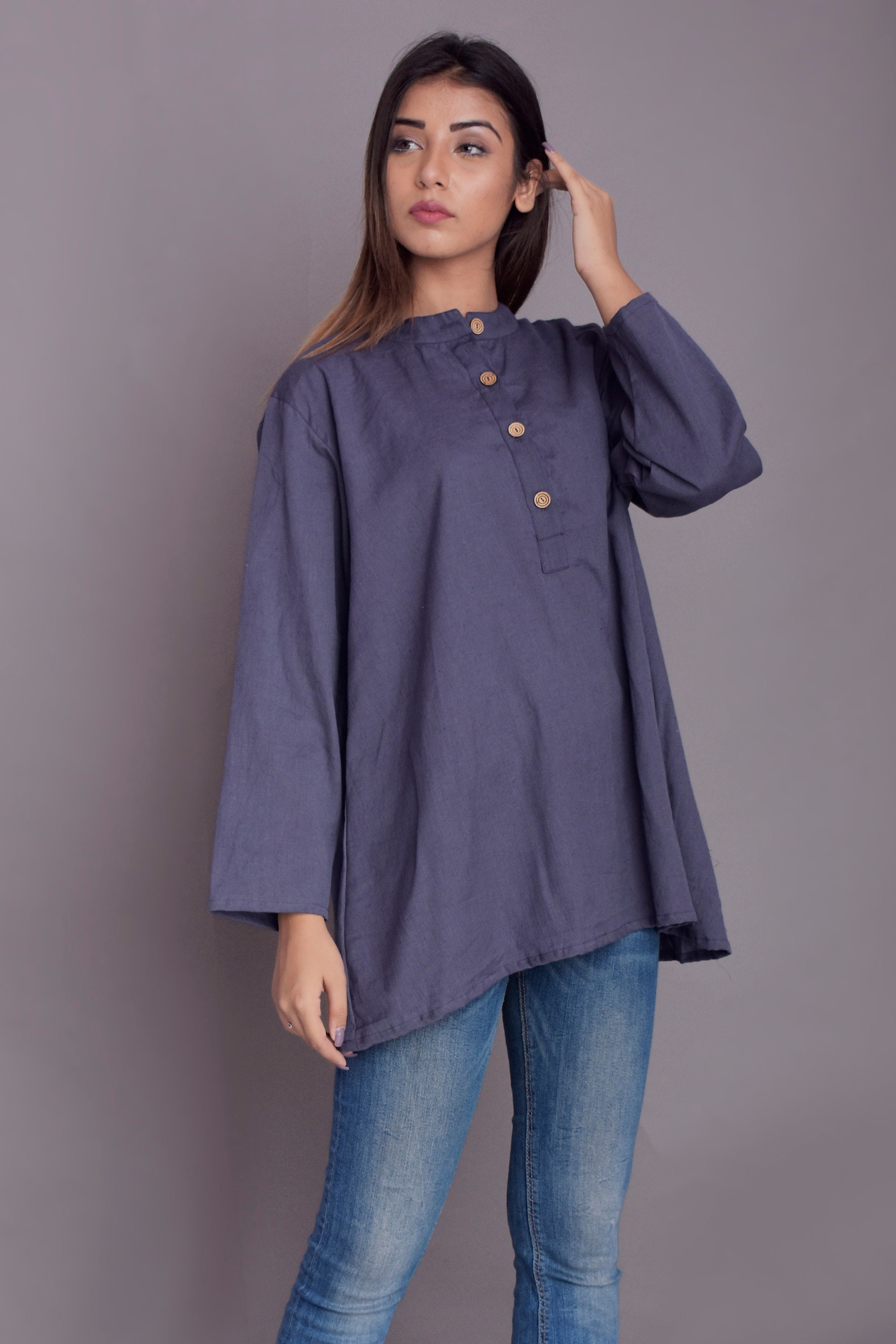 Denim Round Neck Plain Kurtis, Size: S to XL at Rs 495 in Delhi | ID:  17894780230