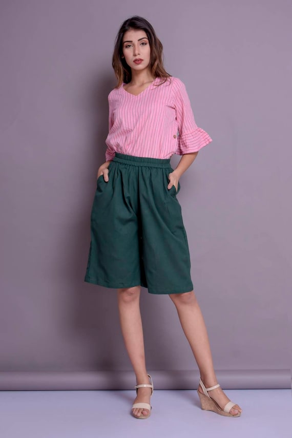 Linen Short Skirt Shorts Short Palazzo Pants Knee - Etsy