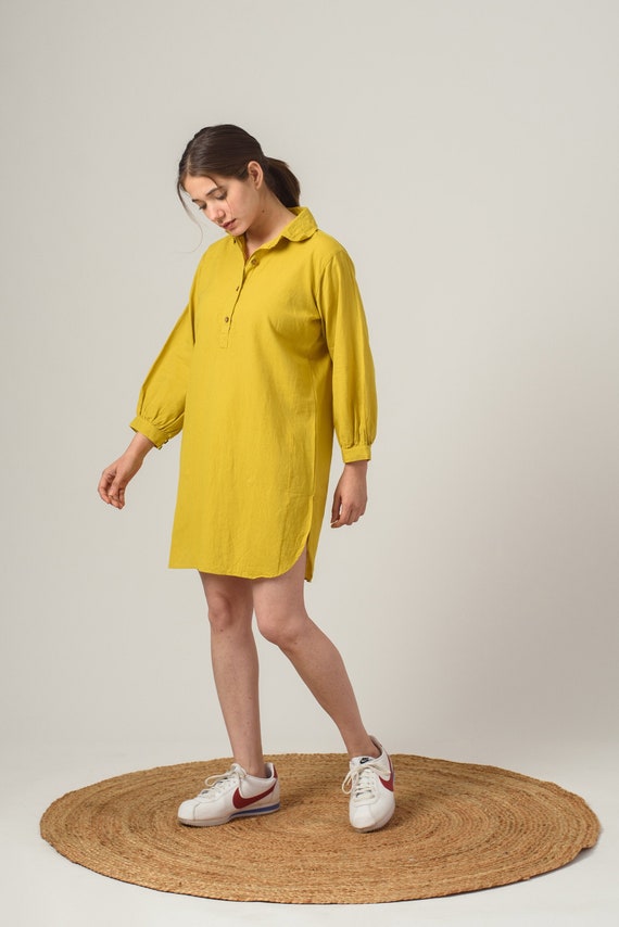 Oversized Linen Shirt Dress: Apple Cut Long Tunic