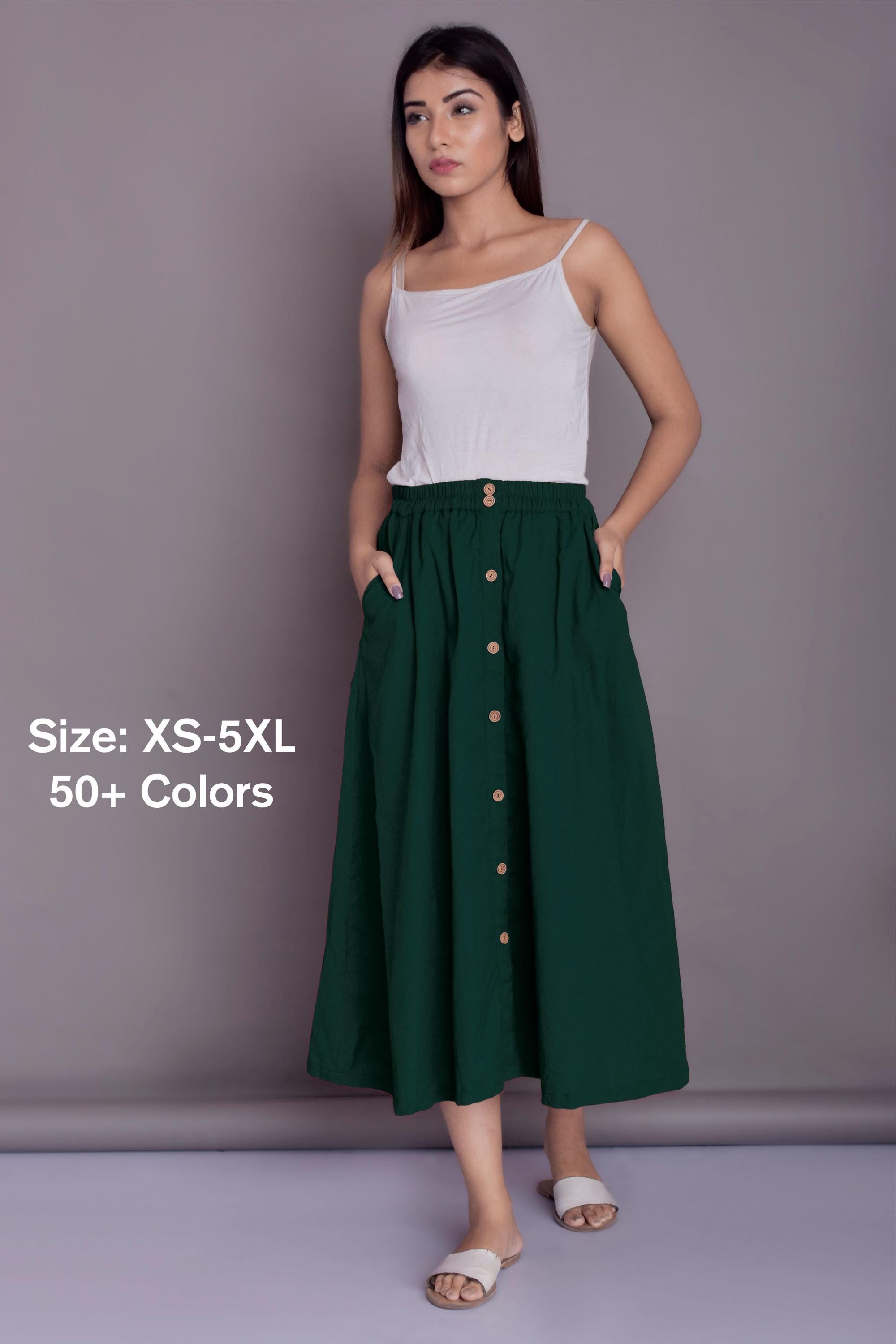 Button-down Linen Midi Skirt: Pocket Front Skirt - Etsy