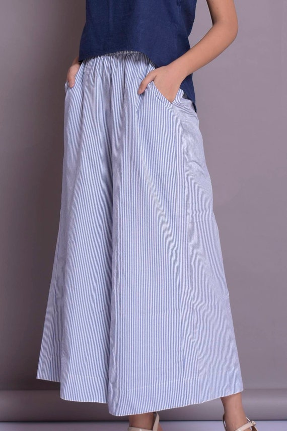 Palazzo rayado corto new arrivals