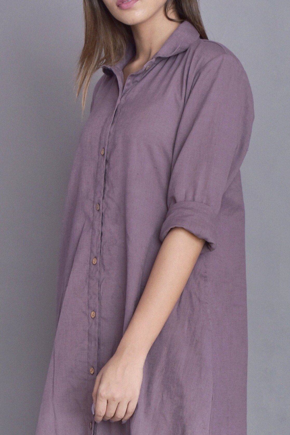 Apple Cut Long Shirt For Women Linen Shirt Dress Linen Etsy
