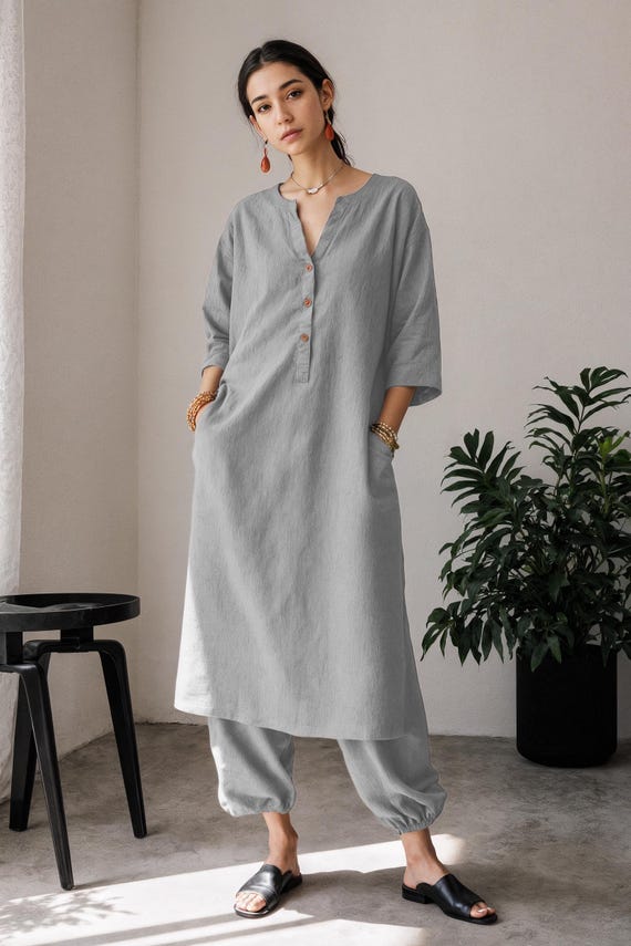 loose fit tunic dress Womens Loose Fit Tunic Dress Long Sleeve V Neck Printed Mini Dress