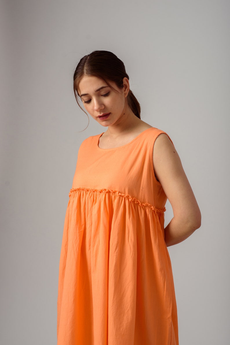 Empire Waist Dress Sleeveless Linen Dress Ruffle Dress Etsy